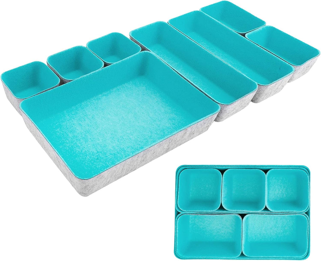 8pcs Drawer Organizers, Separators, Storage Box,Felt Storage Bins Inserts Tool Containers Toy Basket Shelf Cubes Foldable Drawer Dividers Desk Organisers -Grey Matching - view 8