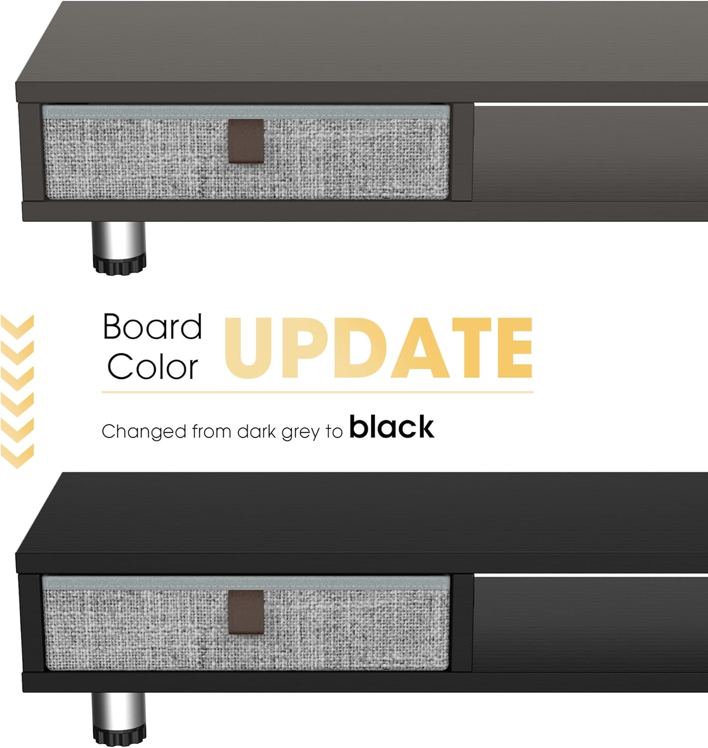 Dual Monitor Stand, 2-Tier Desk Organizer with Drawers, 42.5in, Black | Storage Fabric Drawer, Ergonomic Height Adjustable, Desk Shelf for Top of Desk, Laptop, PC, TV, Home Office Organization - view 4