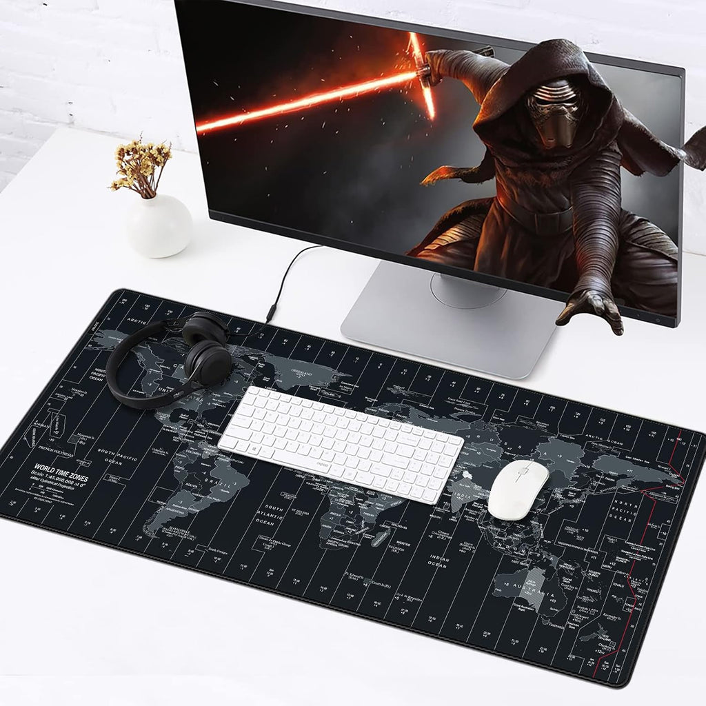 Large Gaming Mouse Pad Extended Desk Mat XXL Mousepad with Non-Slip Keyboard Pad for Office Laptop, Computer and PC - 35.4 x 15.7 inches World Map - view 6