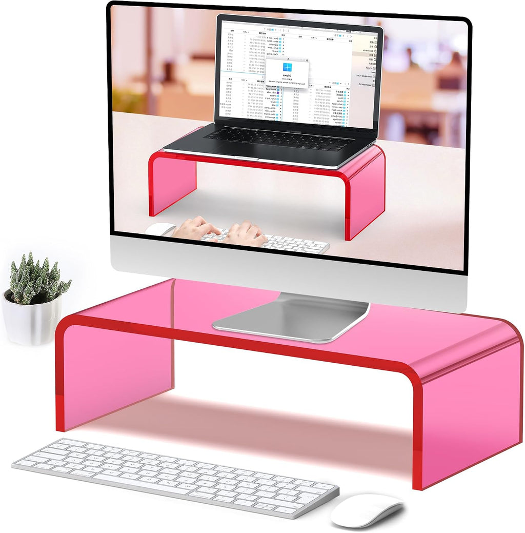 Acrylic Monitor Stand Riser Clear Laptop Stand 2-Tier L16 xW7.5 xH4.7 | Computer Monitor Stand Laptop Riser with Storage, Compatible with All Notebooks and Monitors, Desk Organizer for Home Office - view 8