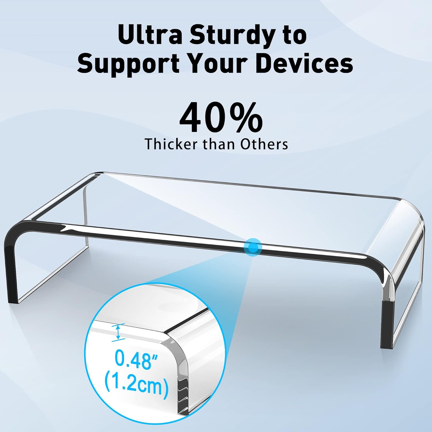 Acrylic Monitor Stand, Premium Large Monitor Riser 20 inch, Crystal Clear Acrylic Computer Stand Laptop Desk Stand for Home Office Printer TV Screen Keyboard Storage - view 4