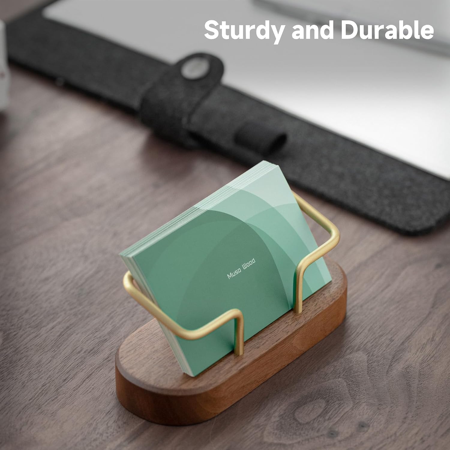 Business Card Holder for Desk, Wooden Creative Business Card Display for Desk, Wood Business Card Stand for Office, Tabletop (Walnut 1pack) - view 5