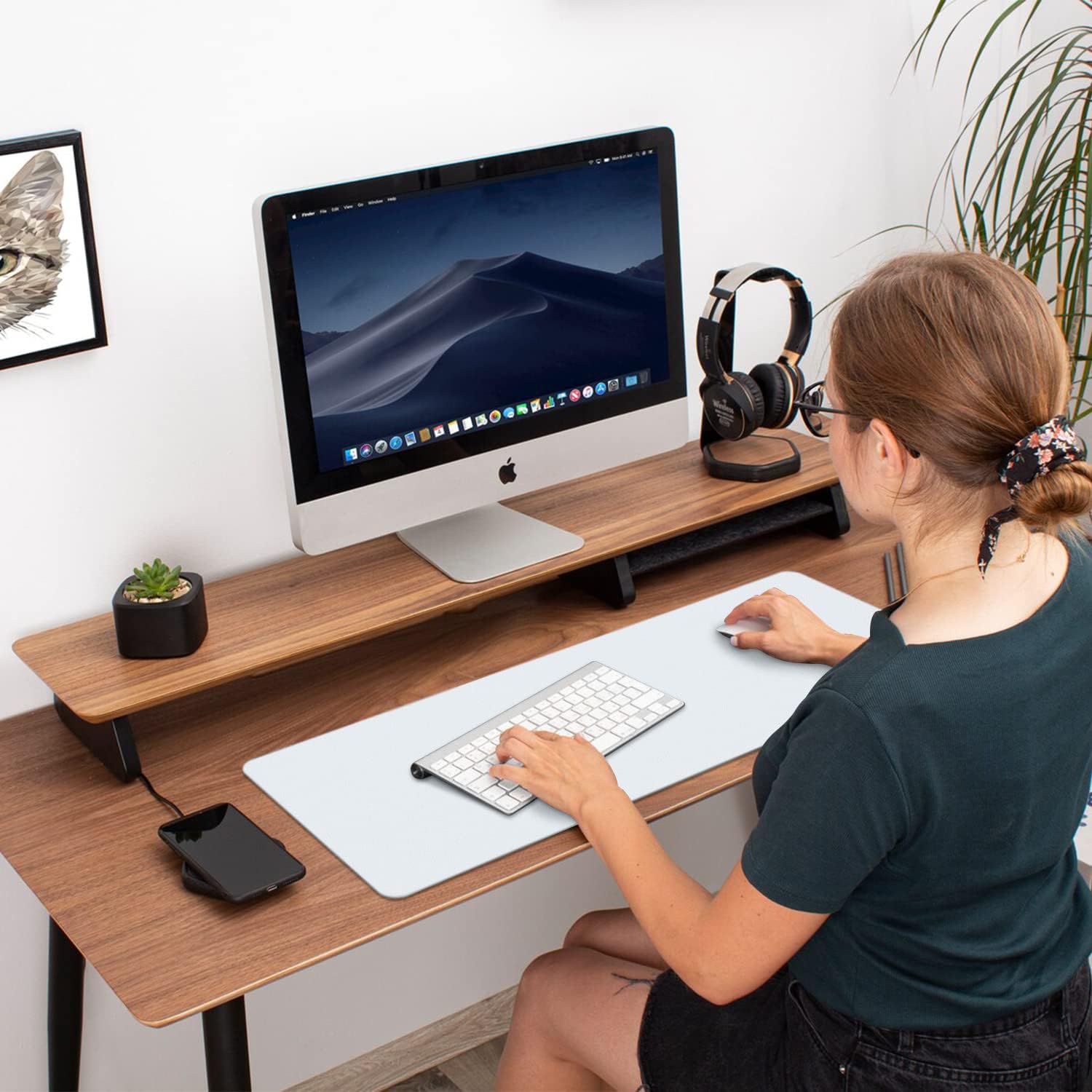 Double-Sided PU Leather Desk Pad - Non-Slip Large Mouse Pad & Desk Mat for Office, Home - Waterproof, Easy to Clean, Durable Dual-Sided Surface (23.6"x13.7", White) - view 5