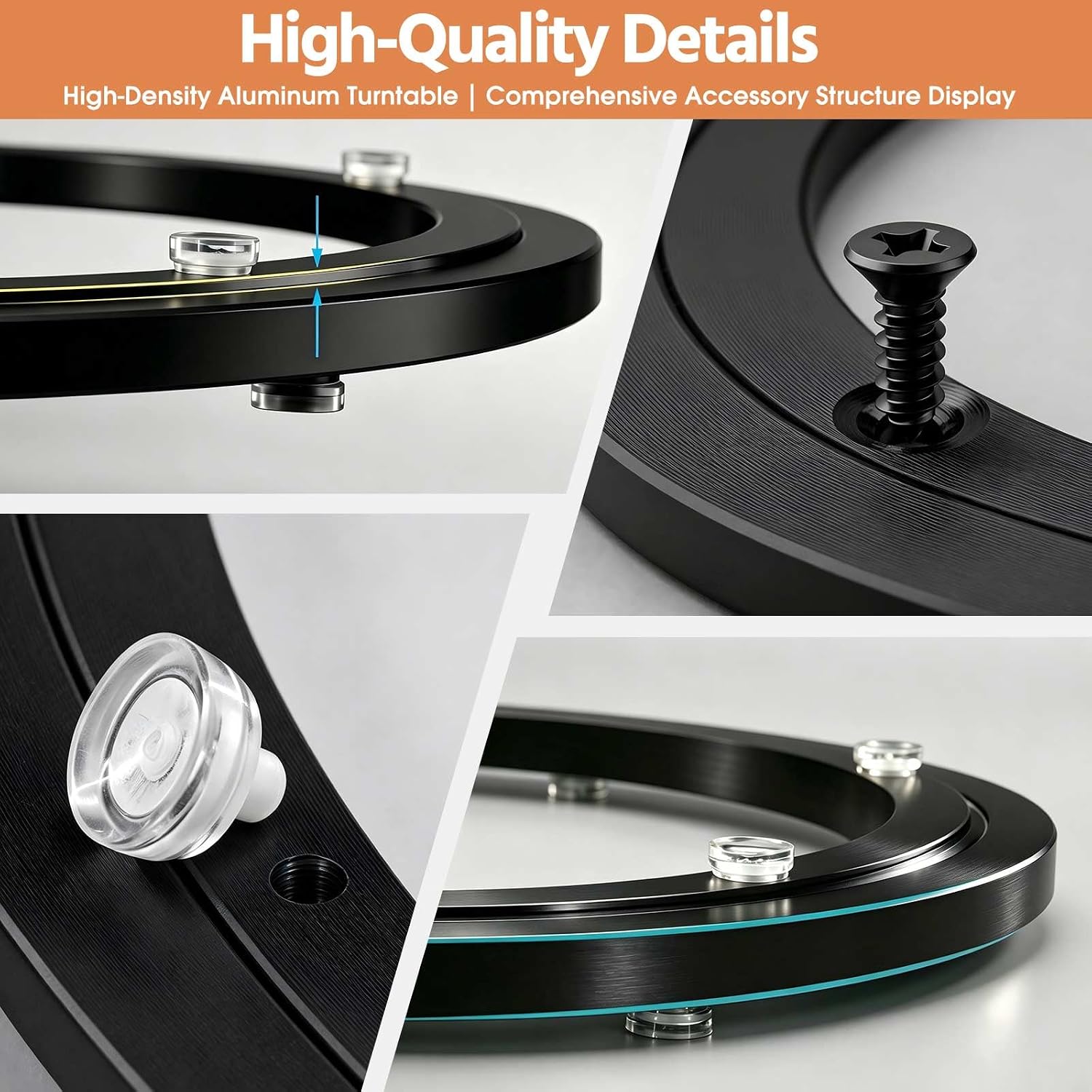 Lazy Susan Hardware 8" Heavy Duty Black Turntable Bearing Swivel Base Kit | Aluminum Alloy Construction, Smooth 360° Movement, Quiet Operation, Easy DIY Setup, Ideal for Tables & Crafts - view 4