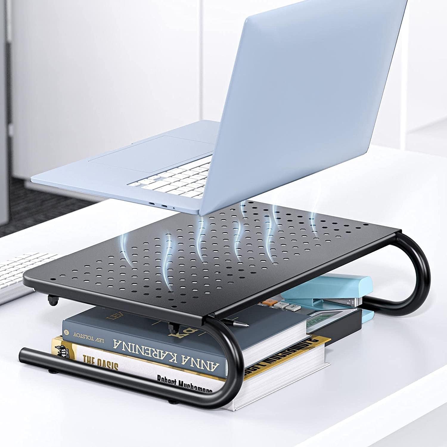 Monitor Riser for Desk, Desk Organizer,Laptop Shelf w/Vented for Screen, Computer Stand for PC, Printer, for Home & Office - view 4