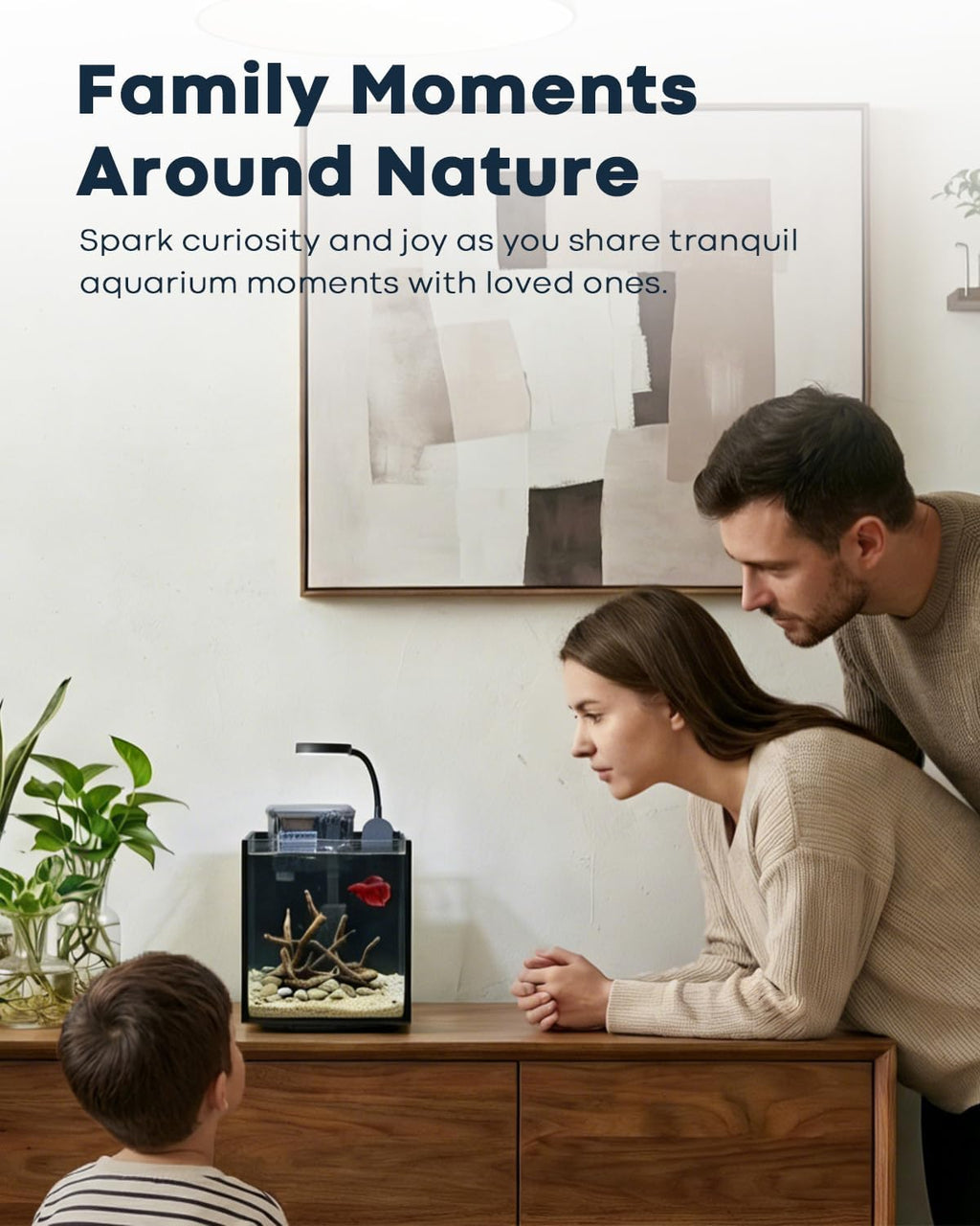 Desktop Small Aquarium Set Glass Fish Tank 1.25 Gallon, with Water Pump Filter Bright LED Light Gravel Cleaning Tool, Starter Kit Small Space Easy Setup Space-Saving Design Betta Shrimp - view 4