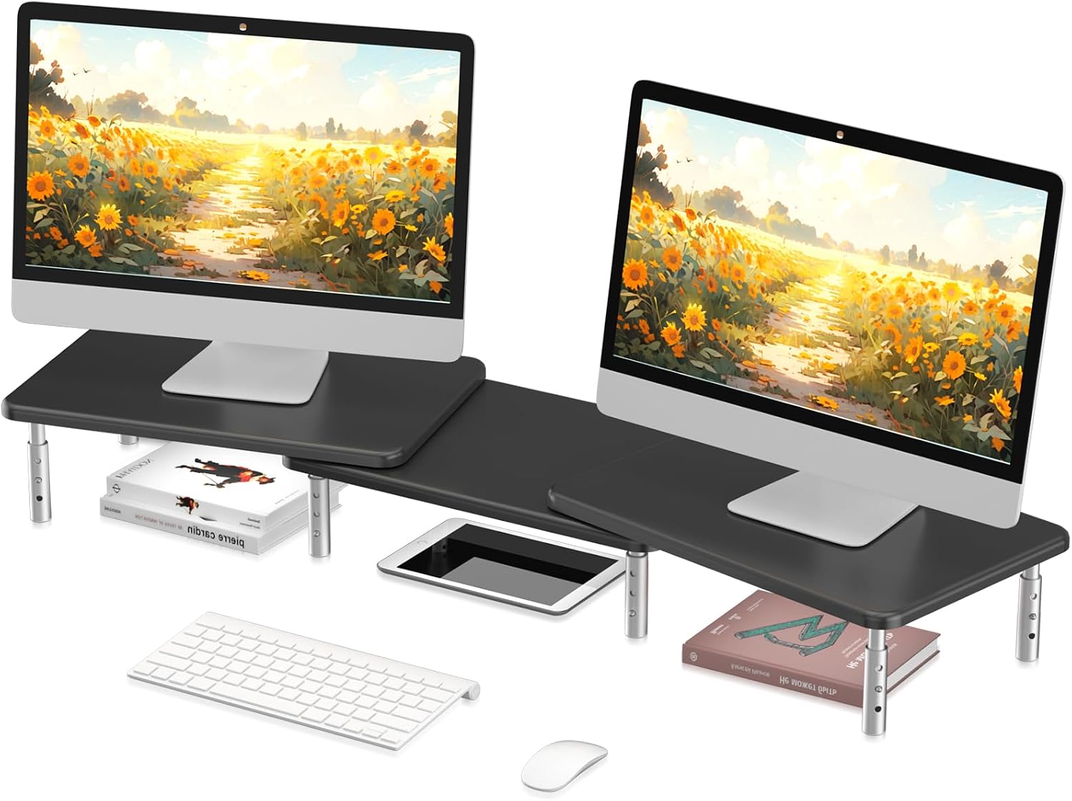 Computer Monitor Stand Riser,Monitor Riser for Laptop, Printer, Notebook and All Flat Screen TV Display with Vented Platform,3 Height Adjustable Laptop Riser,1 Pack,Black(MST003) - view 7