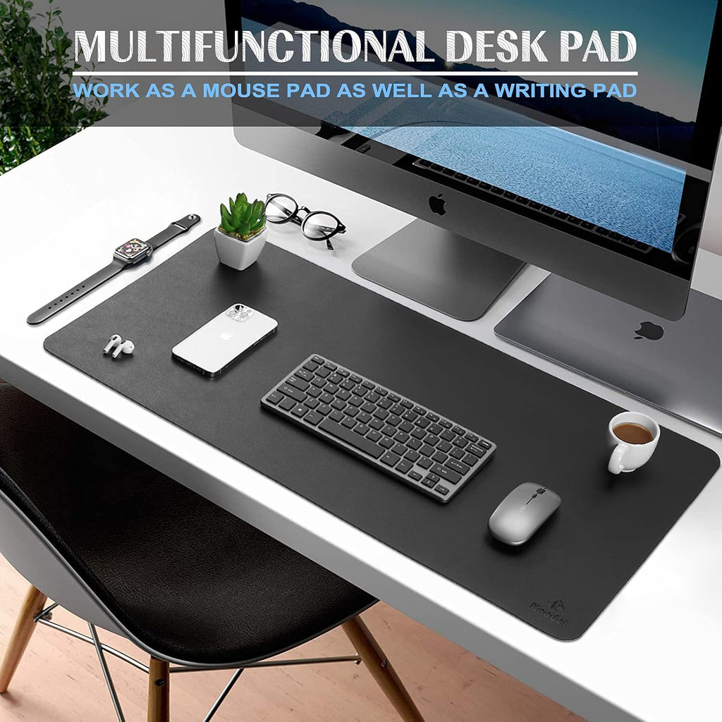 Large Office Desk Mat, Leather Mouse Pad (31.5"x15.7", Black) | Desk Pad, Keyboard Pad, Computer and Laptop Mat, Desktop Protector and Cover, Writing Pad and Blotter for Home Office - view 2