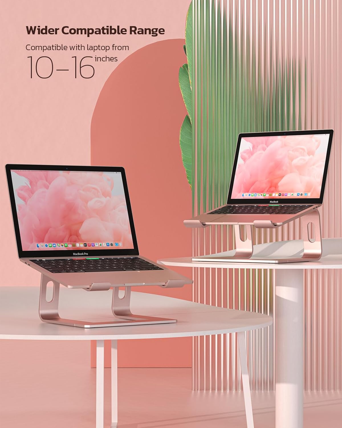 Full Aluminum Laptop Stand, Stable Support to 22 lbs, Rose Gold | Detachable for Portable Storage, Easy Setup, Saves Desk Space, Compatible with 10-16 Inch Laptops, Office Desk Accessories - view 4