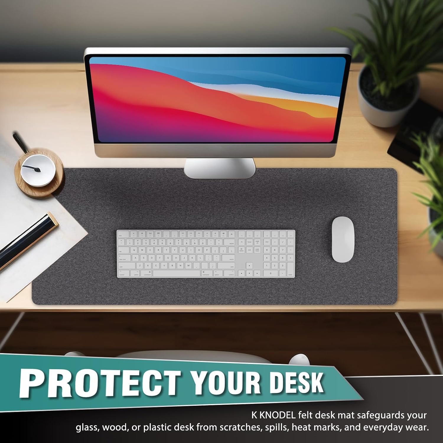 Large Felt Desk Protector Mat and Pad, (Dark Gray, 31.5"x11.8") | Non-Slip Desk Mat, Desk Pads and Blotters, Desktop Mat, Desk Protector and Cover, Office Computer, Laptop and Keyboard Mat - view 7