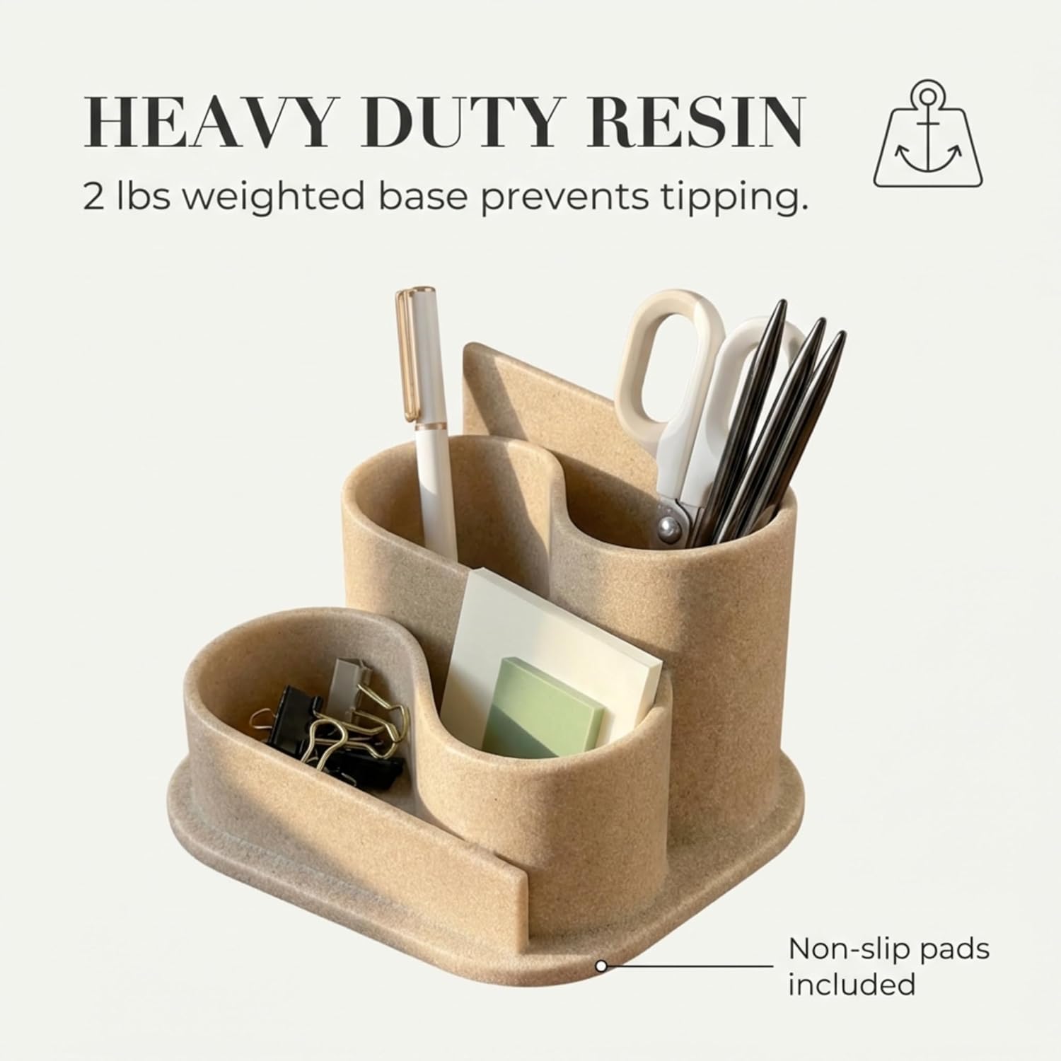 Aesthetic Desk Organizer - Modern Desk Accessories - Boho Pen Holder | Beige Aesthetic Desk Accessories - Modern Cute Desk Organizer - Neutral Boho Desk Accessories - Desk Essentials for Women - view 3