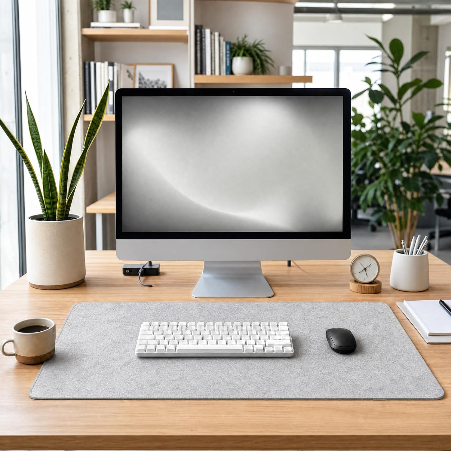 Large Felt Desk Mat for Keyboard and Mouse，Computer Desk Pad Protector | 35×12in Black，Non-Slip Extended Mousepad Soft Desktop Mat Cover，for Home Office Workspace Accessories - view 8