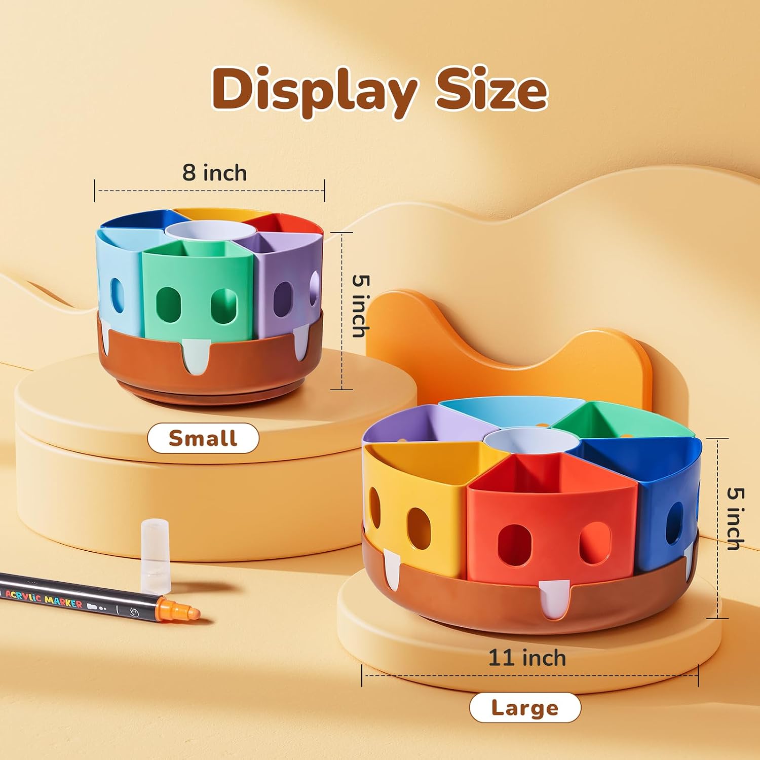 Rotating Art Supply Organizer, Lazy Susan Caddy, Large | Rotating organizer keeps markers, crayons and craft supplies visible and easy to reach on classroom or home desks - view 3