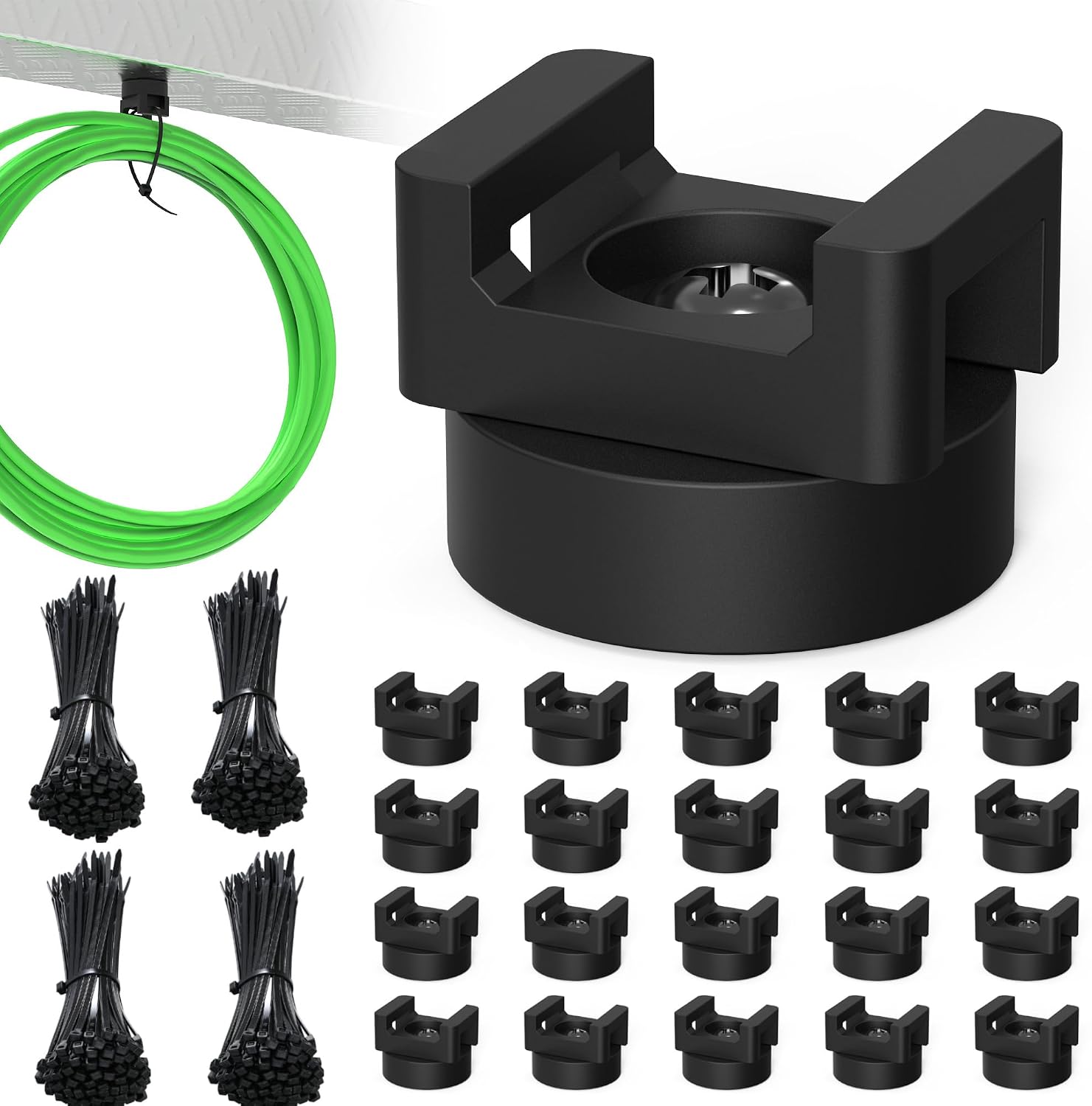 110 Pcs Magnetic Zip Tie Mount Kit(100 zip ties 10 Magnet base) Strong magnetic wire holder, Magnet Cable Tie Clips Holder Wire Management Clips for Home Office Marine Electrical Wiring Organization - view 8