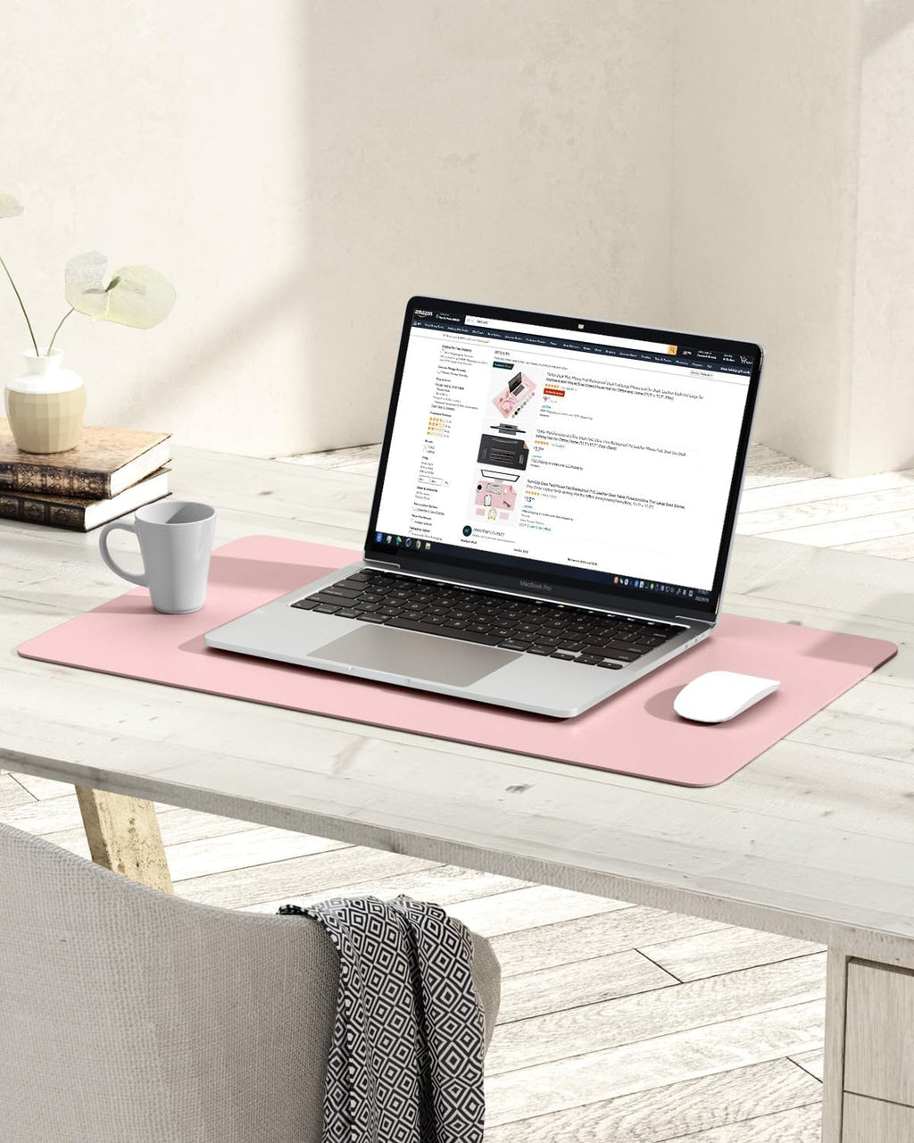 Non-Slip Leather Desk Pad, Waterproof Laptop Computer Desk Keyboard Mat, Table Protector Blotter Mat, Large Mouse Pad for Office/Work/Home/Decor(Pink, 23.6" x 13.7") - view 6