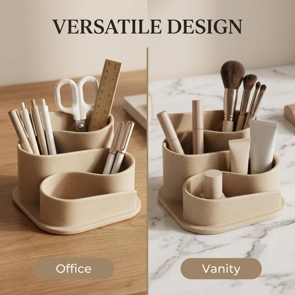 Aesthetic Desk Organizer - Modern Desk Accessories - Boho Pen Holder | Beige Aesthetic Desk Accessories - Modern Cute Desk Organizer - Neutral Boho Desk Accessories - Desk Essentials for Women - view 5
