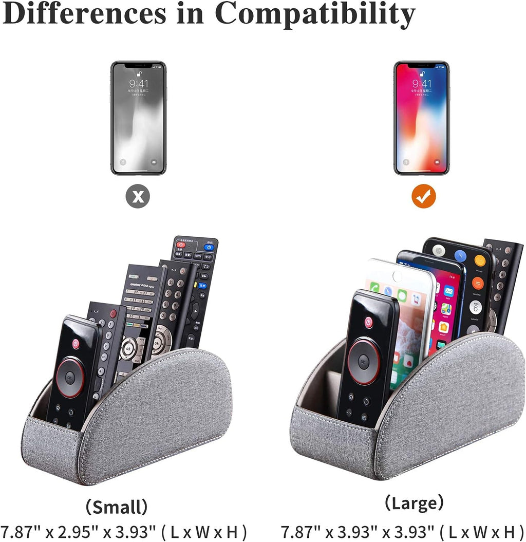 Pu leather TV remote control holder with 5 compartments, remote caddy/tray | bedside table desk storage box/organizer for pen, DVD, Blu-Ray, media player, heater controller, cosmetics, glasses, office supplies - view 3