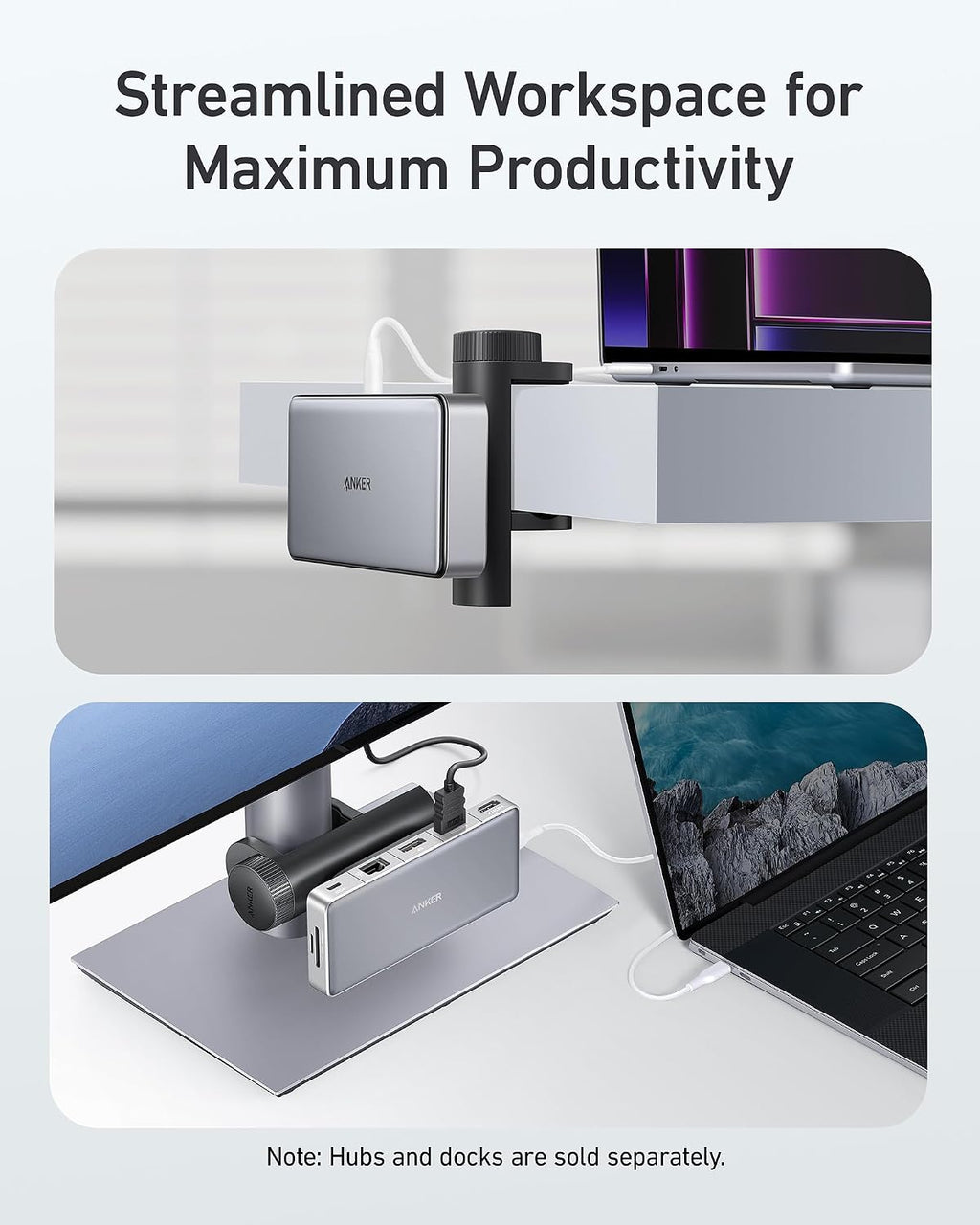 Hub Mounting Kit, Adjustable Design for Clutter-Free Desk Setup | Compatible with USB-C Hubs, USB4 Docking Stations, Thunderbolt 4 Docking Stations and More - view 2