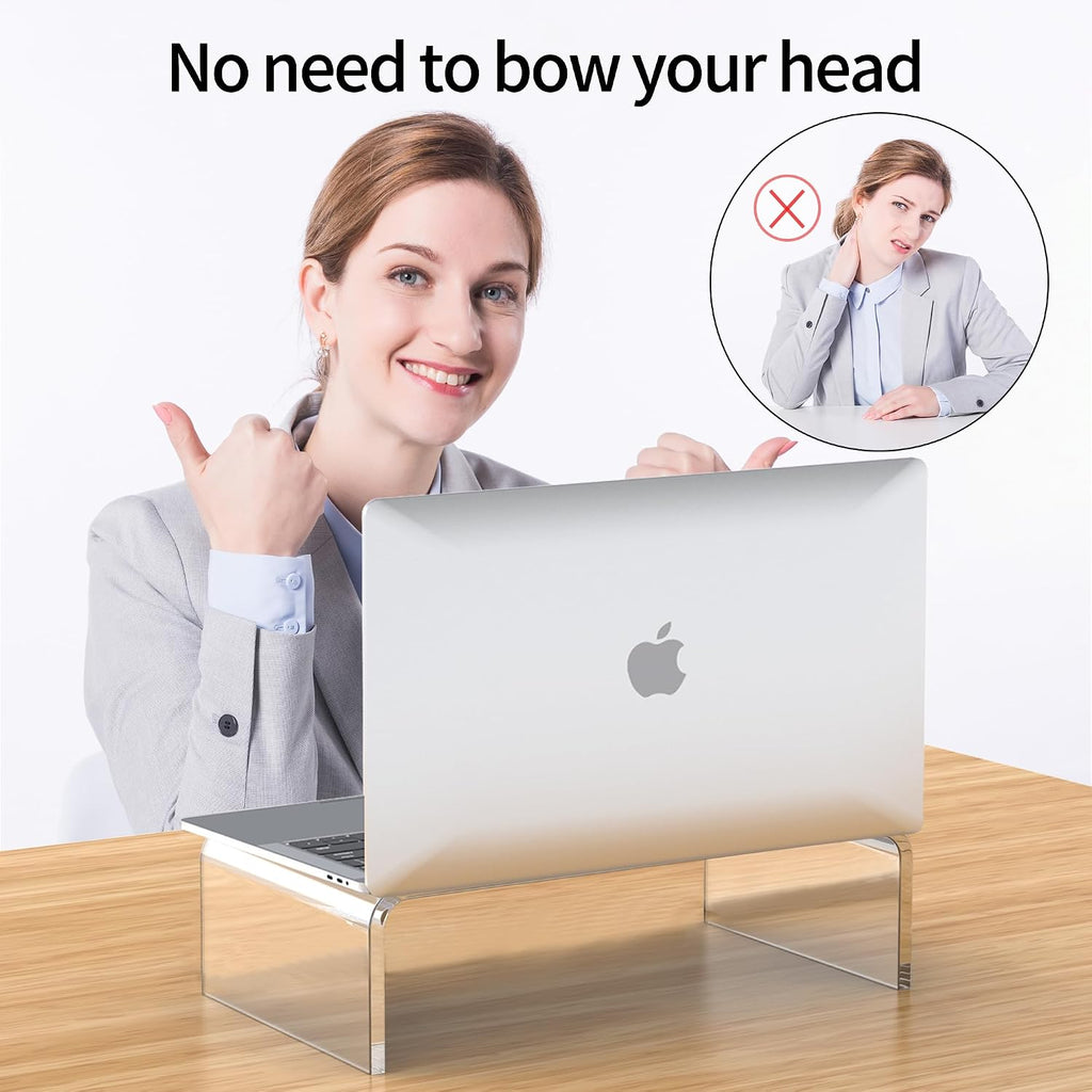 Acrylic monitor stand riser clear laptop stand riser L12.5 xW7.5 xH4 | computer & laptop stand for desk, compatible with all notebooks and monitor, decoration for office & home transparent - view 3