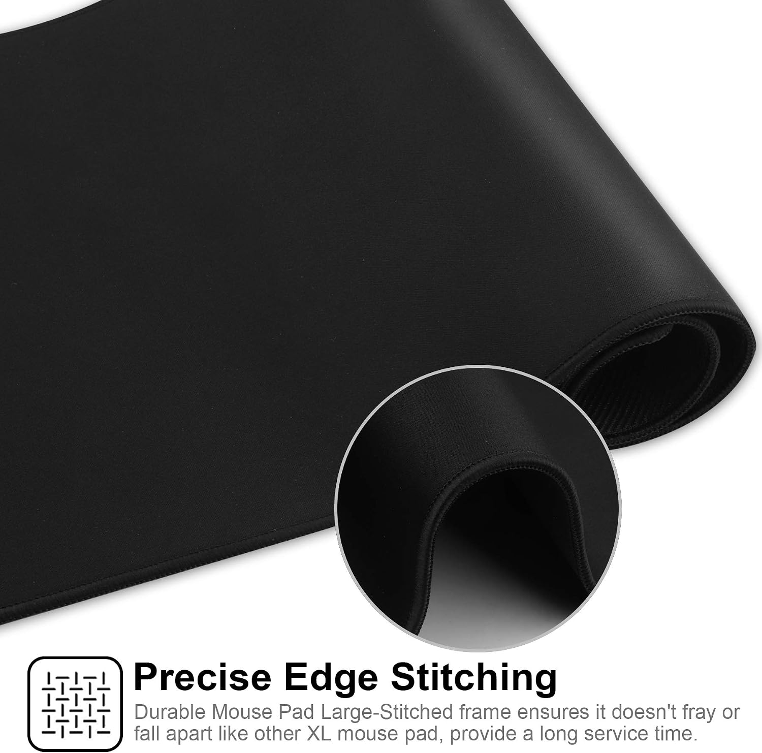 Large gaming mouse pad with stitched edges, [27.5x11.8in] extended mouse pad with non-slip natural rubber base for gamer/desktop/office/home (70x30 black) - view 5