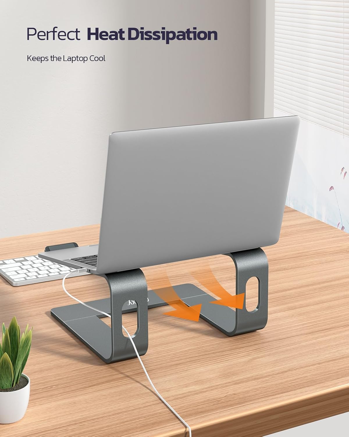 Full Aluminum Laptop Stand, Stable Support to 22 lbs, Open Cooling | Detachable for Portable Storage, Easy Setup, Saves Desk Space, Compatible with 10-16 Inch Laptops, Office Desk Accessories - view 4