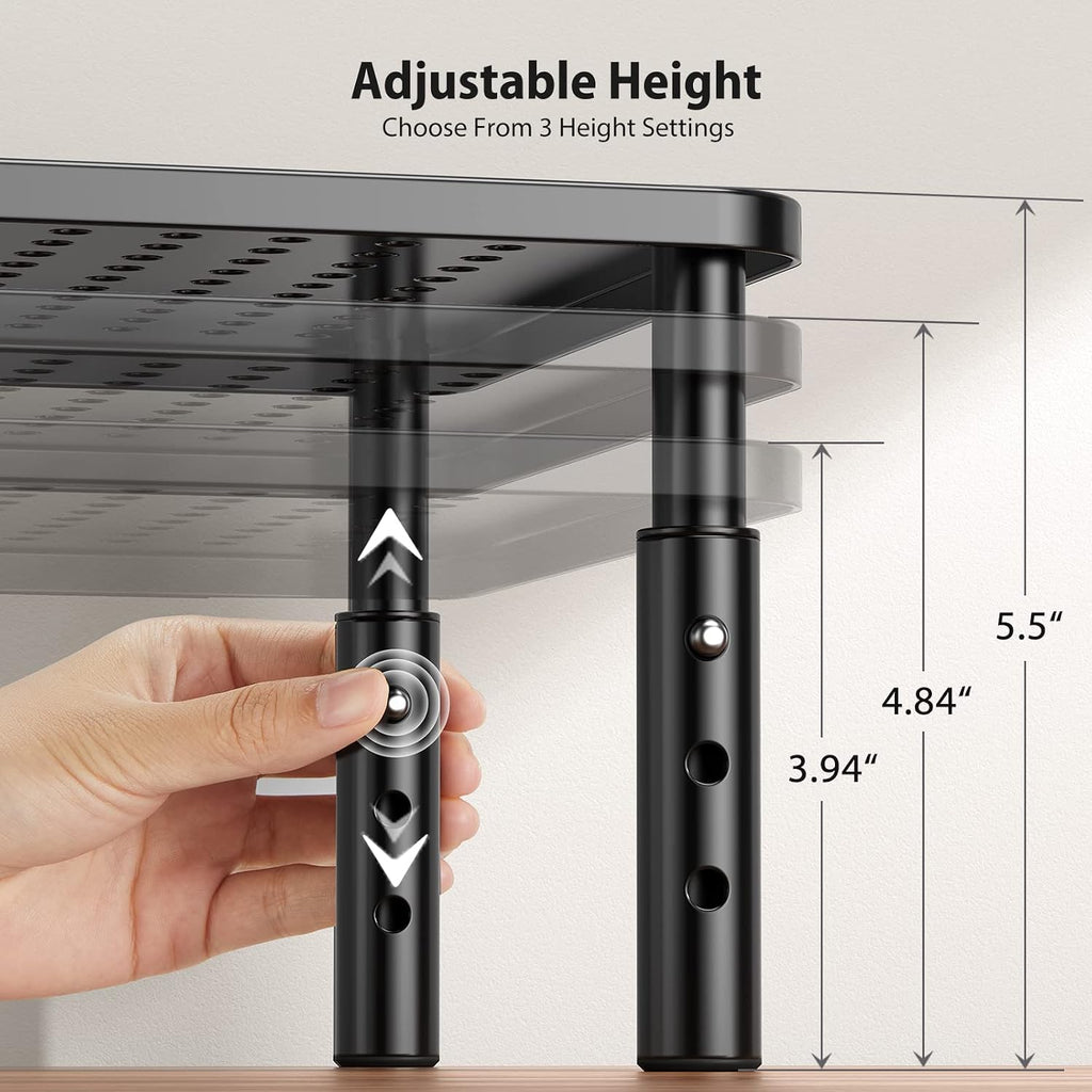 Monitor Stand, Monitor Riser 3 Height Adjustable, Laptop Stand Desk With Metal Vented Platform, Computer Stand for Printer, Laptop, PC Tower, Laptop Stand for Office & Home - view 2