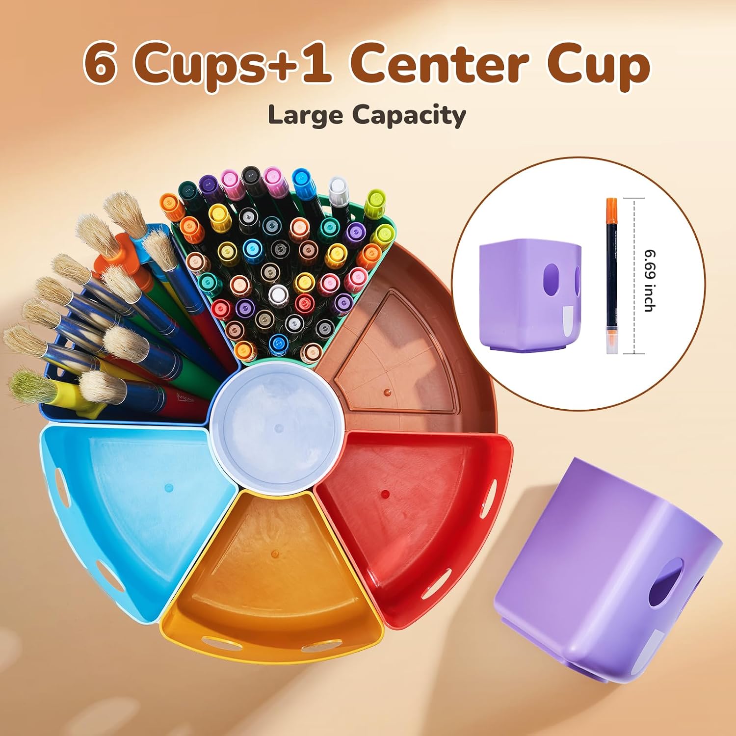 Rotating Art Supply Organizer, Lazy Susan Caddy, Large | Rotating organizer keeps markers, crayons and craft supplies visible and easy to reach on classroom or home desks - view 6