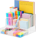 Acrylic Desk Organizer, Upgraded Clear Pencil Organizer for Desk, 7 Compartments Stationary Pen Organizer Storage with Drawer, for Office Supply, 500+ Pencils Capacity