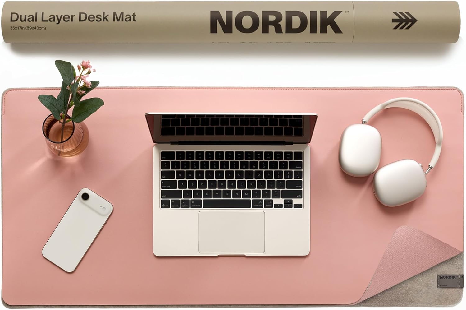 Nordik Felt and Leather Desk Mat - Dual Layer Emberwood Brown 35 x 17 in | Dual-Layered Mat Leather Desk Pad with Document Organizer - Full Desktop Mat - Large Non-slip and Waterproof Desk Blotter - view 7