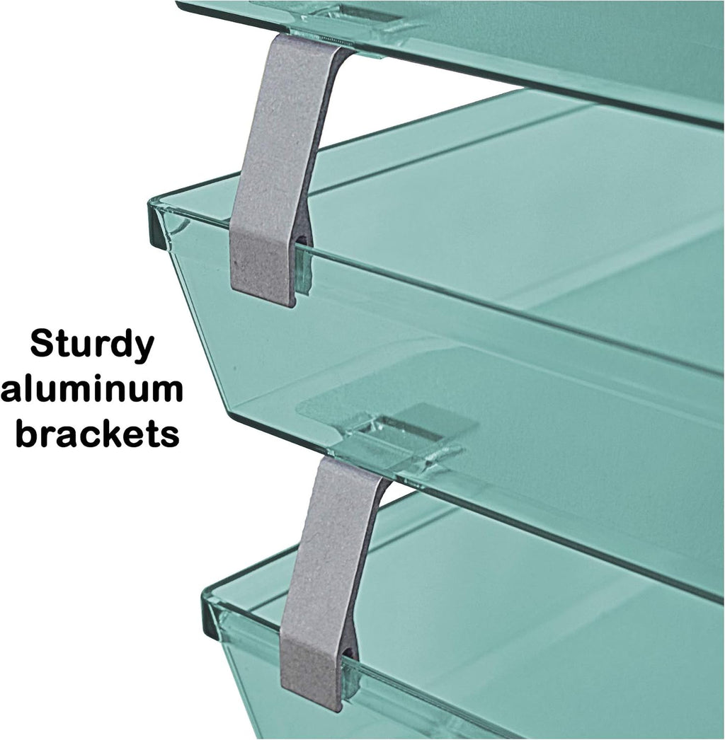 Facility 3 Tier Letter Tray, Side Load, Letter Size/A4, Desktop File Organizer, Plastic (Clear Green Color) | Document Tray with Aluminum Rods - view 6