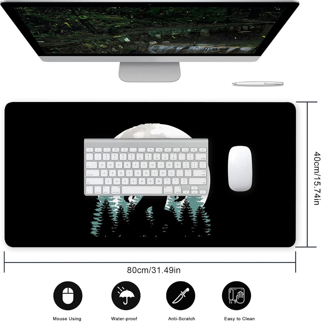 Desk Mat for Desktop,Extended Gaming Big Foot Forest Mouse Pad,Non-Slip Rubber Base Mousepad with Stitched Edges for Office Home Desk Decor,31.5X15.7 Inch - view 2