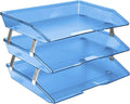 Facility 3 Tier Letter Tray, Side Load, Letter Size/A4, Desktop File Organizer, Plastic (Clear Green Color) | Document Tray with Aluminum Rods
