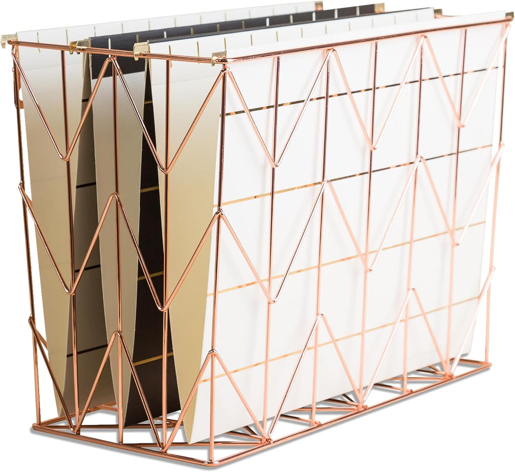 Hanging File Desk Organizer, Rose Gold Wire Metal - 854U02-06 - view 2