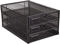Desk Organizer Wire Mesh 3 Tier Sliding Drawers Paper Sorter/Multifunctional/Premium Solid Construction for Letters, Documents, Mail, Files, Paper, Kids' Art Supplies (Black)