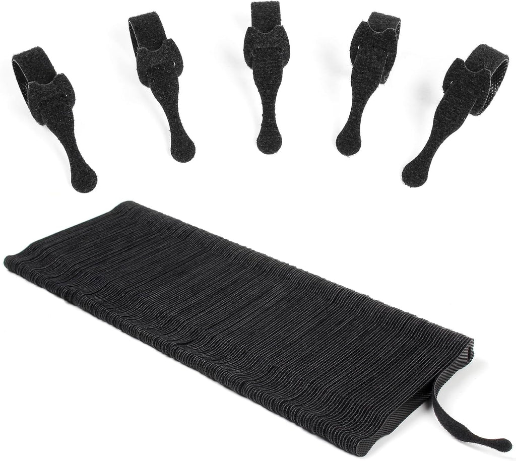 Cable Ties Reusable, 4 Inch Black Cord Management Straps | Adjustable Cord Ties, Multi-purpose Hook Loop Cable Management Ties for Organizing Home, Office, Data Centers, 180PCS