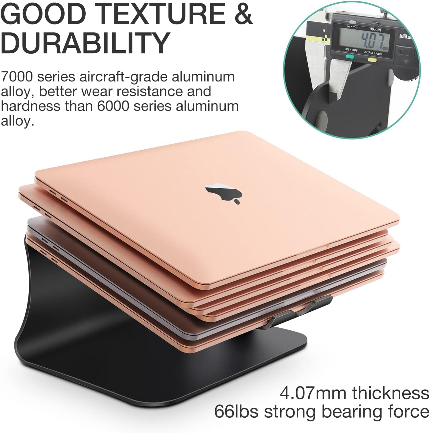 Laptop stand, aluminum notebook holder riser heat-vent for 11-16 inches notebook (black) - view 6