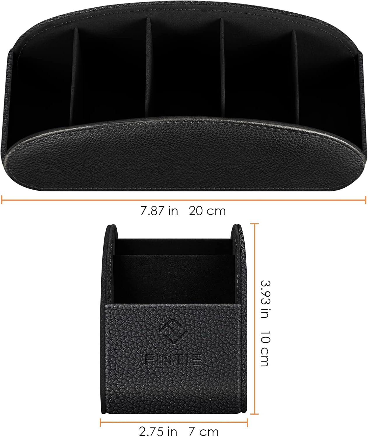 Remote Control Holder with 6 Compartments Vegan Leather | TV Remoter Caddy Desktop Makeup Brush Holder Storage, Fits TV Remotes, Media Controllers, Office Supplies, Black - view 7