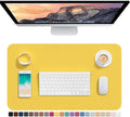 Desk Pad, 23.6" x 13.8" PU Leather Desk Mat, M Extended Mouse Pad, Waterproof Desktop Blotter Protector, Non-Slip Ultra Thin Small Laptop Keyboard Writing Mat for Office Home, Yellow