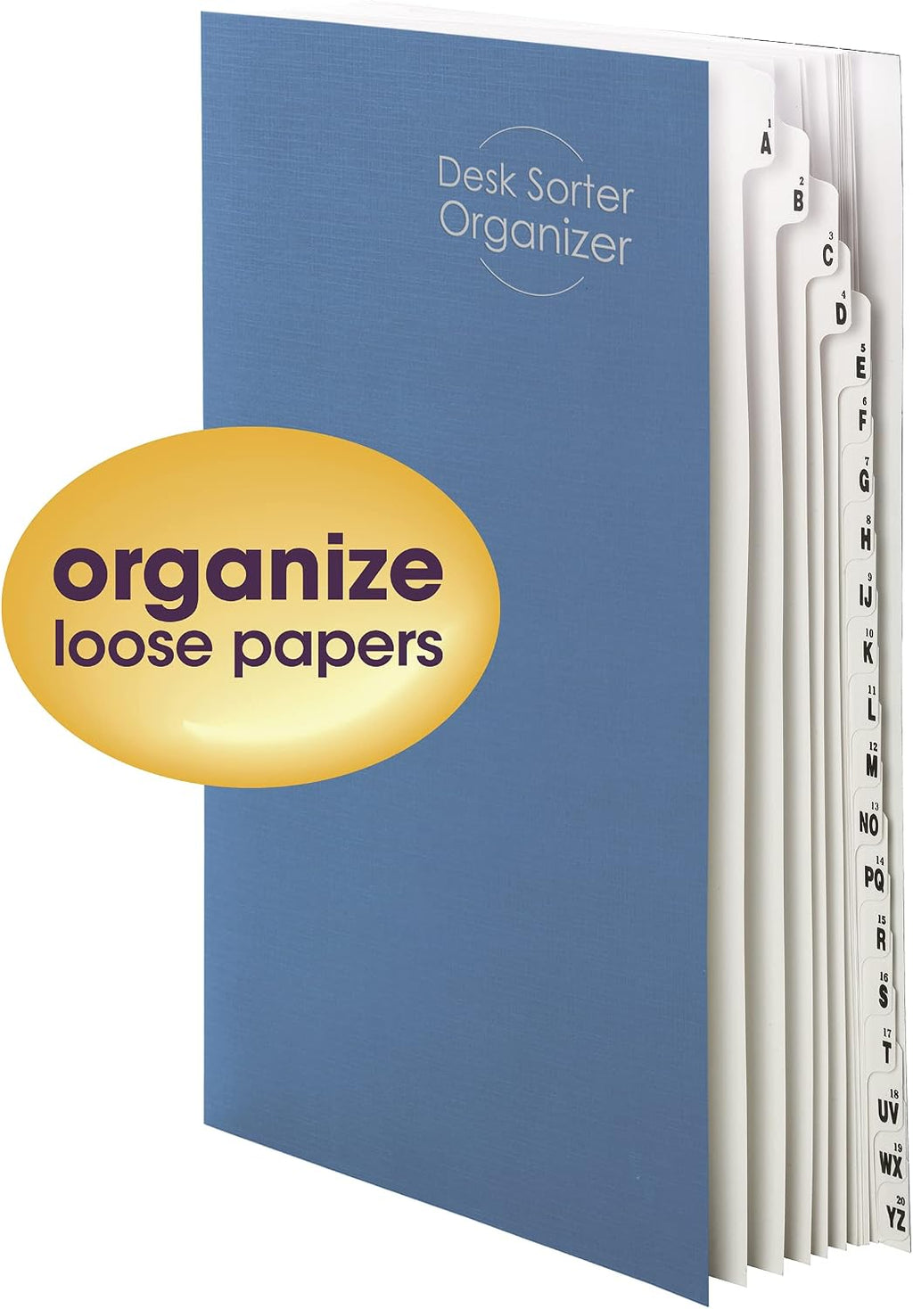 Expandable Office Desk File Sorter, Office Supplies, Alphabetic (A-Z) and Numeric(1-20) Desk Organizer, 20 Indexing Dividers, Laminated Tabs, Legal Size, Blue, Office Desk Accessories (89237) - view 2