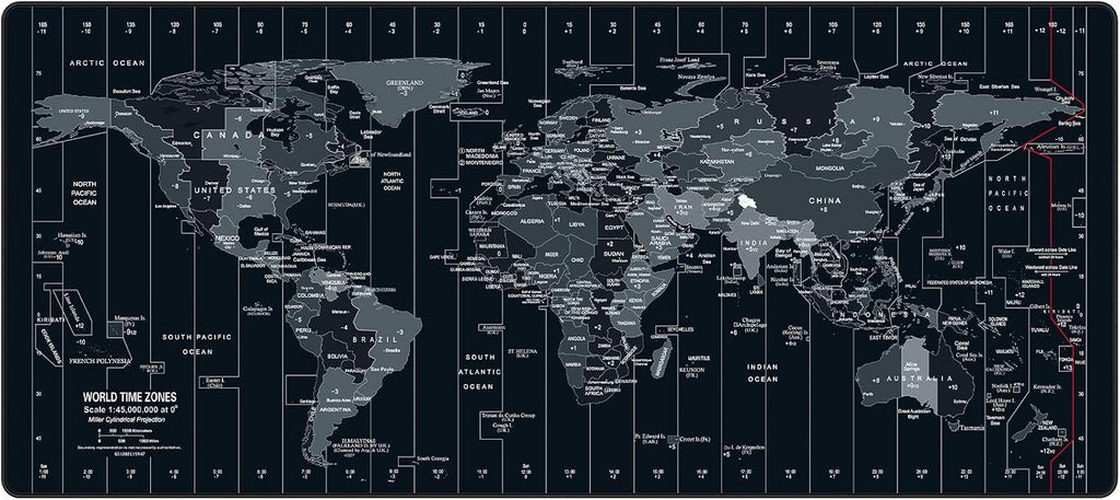 Large mouse pad 35.4x15.7 inch world map - XXL gaming desk mat with non-slip rubber base, stitched edges | keyboard and mouse pad for gaming/office | portable desk pad - view 2