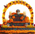 80 Silk Marigold Flowers Arch Kit, 40 Inch with 12 Butterfly | Day of the Dead Altar Decor, Artificial Flower Heads for Dia De Los Muertos Diwali, Orange Marigold Blooms, Table Setup
