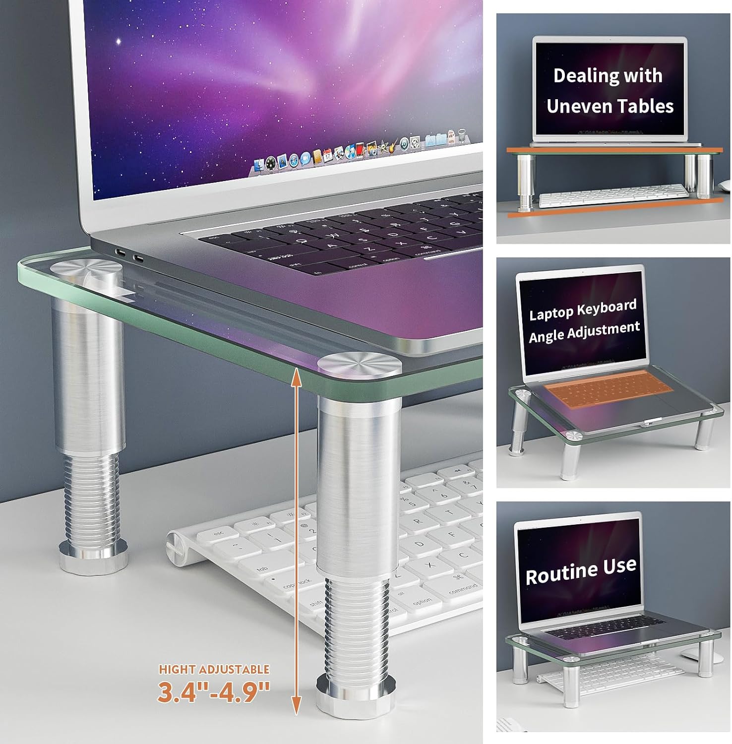 2 Pack Computer Monitor Riser with Height Adjustable Multi Media Desktop Stand for Flat Screen LCD LED TV, Laptop/Notebook/Xbox One - view 2