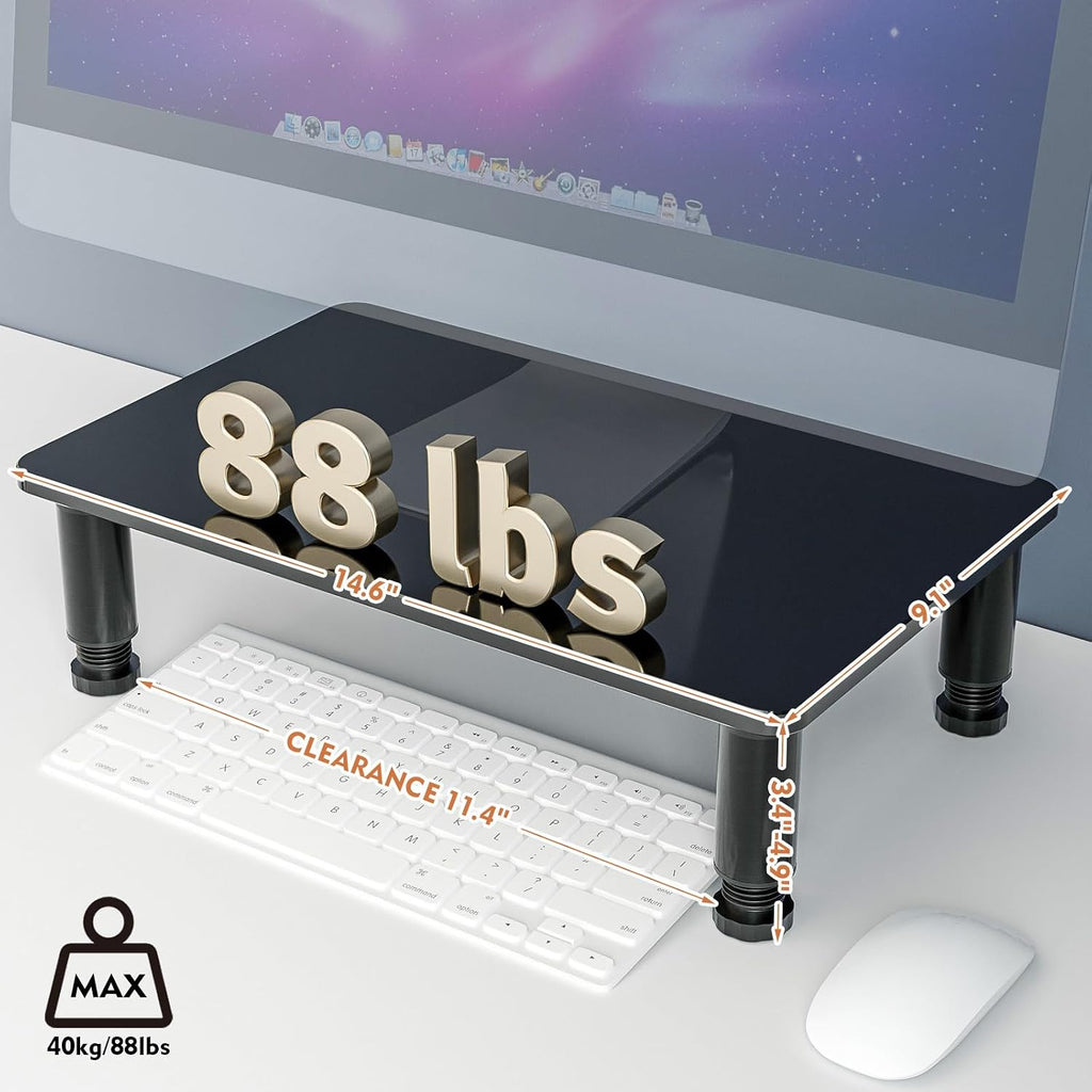 2 Pack Computer Monitor Stand Riser with Height Adjustable Multi Media Desktop Stand for Flat Screen LCD LED TV, Laptop/Notebook/Xbox One, Black HD01B-202 - view 3