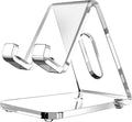 Acrylic cell phone stand, 5mm thicker clear cell phone holder, transparent phone stand for desk, desktop, desk accessories, suitable for iPhone 14 13 Pro Max, all smartphone 4-8inch