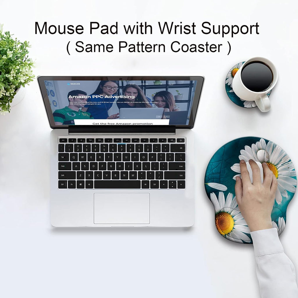 Ergonomic mouse pad with wrist rest support, gel mouse pads for desk | big mousepad with coaster non-slip & pain relief for computer, home & office desk decor - view 7