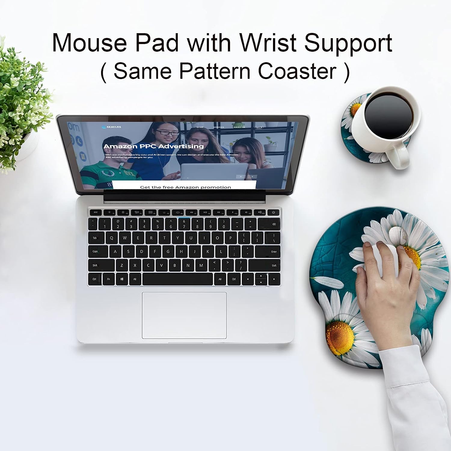 Ergonomic mouse pad with wrist rest support, gel mouse pads for desk | big mousepad with coaster non-slip & pain relief for computer, home & office desk decor - view 7