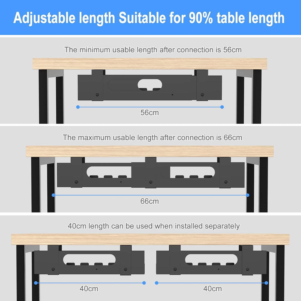 2PACKS Cable Management Under Desk Tray Adjustable Large Under Table Cord Wire Organizer for Standing Desk - view 5