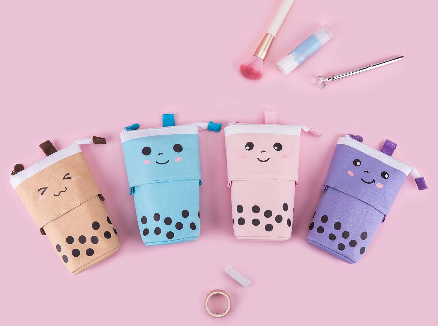 Telescopic pencil bag pen holder pop up stationery case, stand-up retractable transformer bag standing organizer, great for Christmas holiday new year office bag - view 5