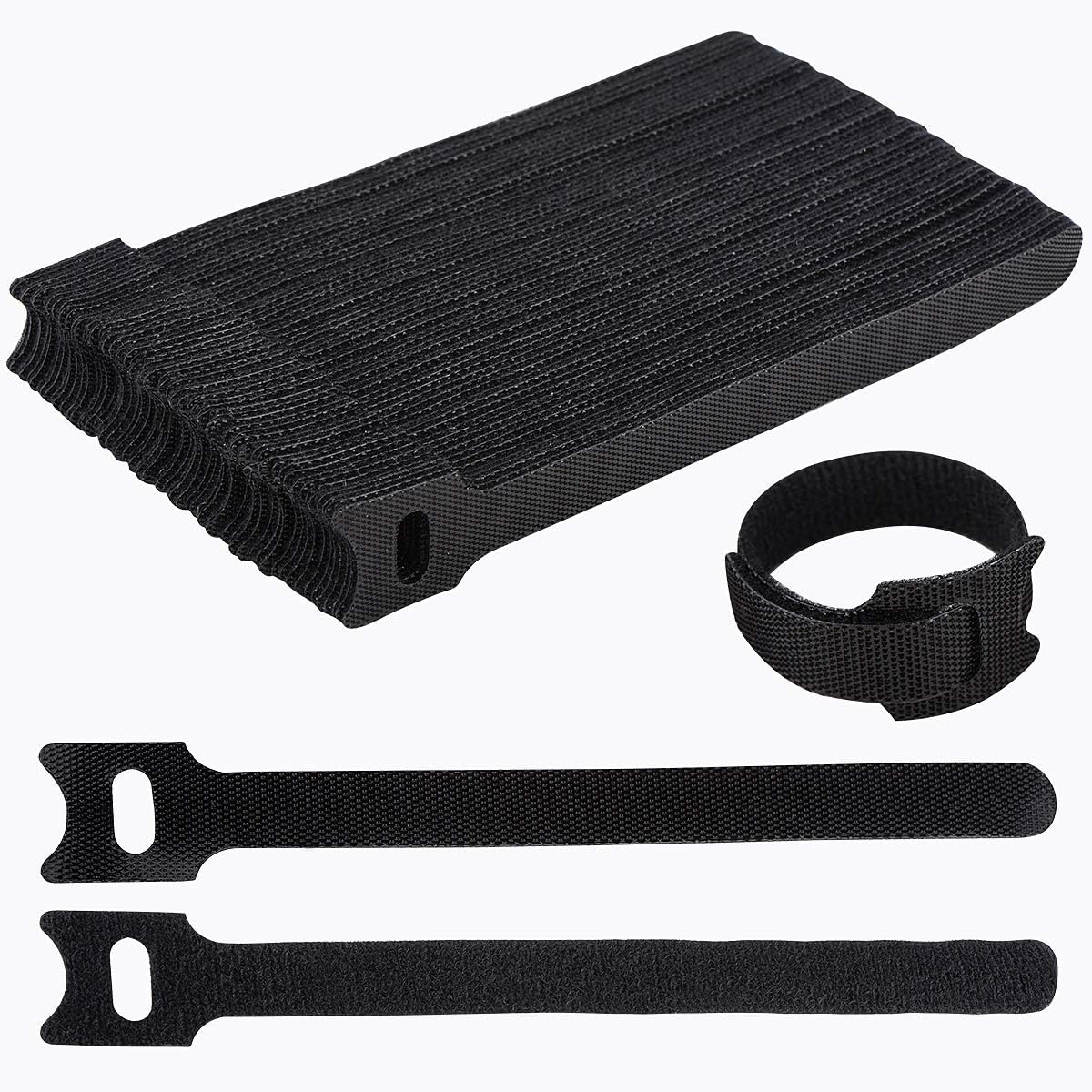 60 PCS 6 Inches Reusable Cable Ties, Adjustable Cord Straps Wire Organizer Cord Wrap and Hook Loop Cable Management