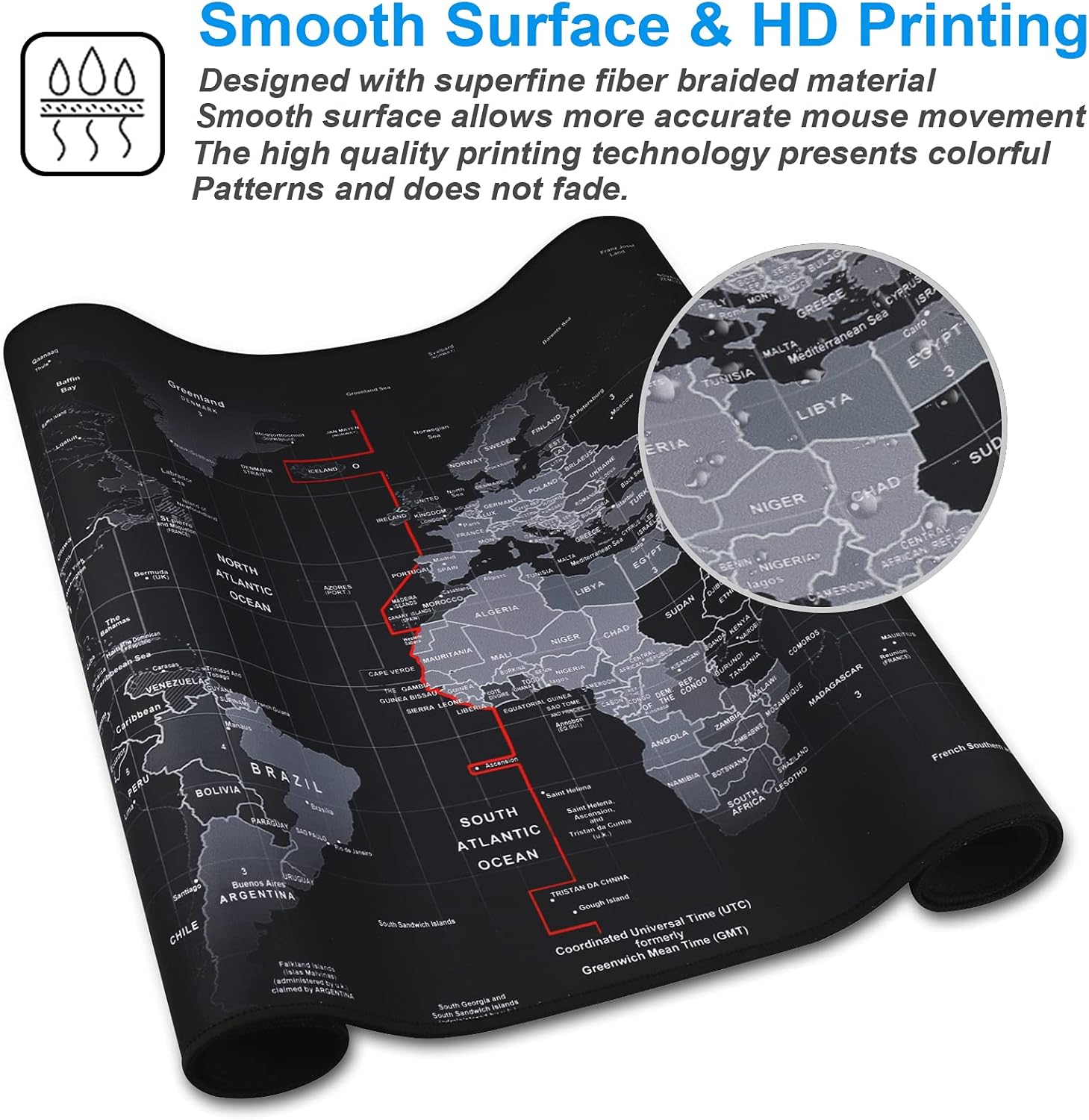 XXL professional large mouse pad & computer game mouse mat (35.4x15.7x0.1IN, map) (90 * 40 map) - view 4